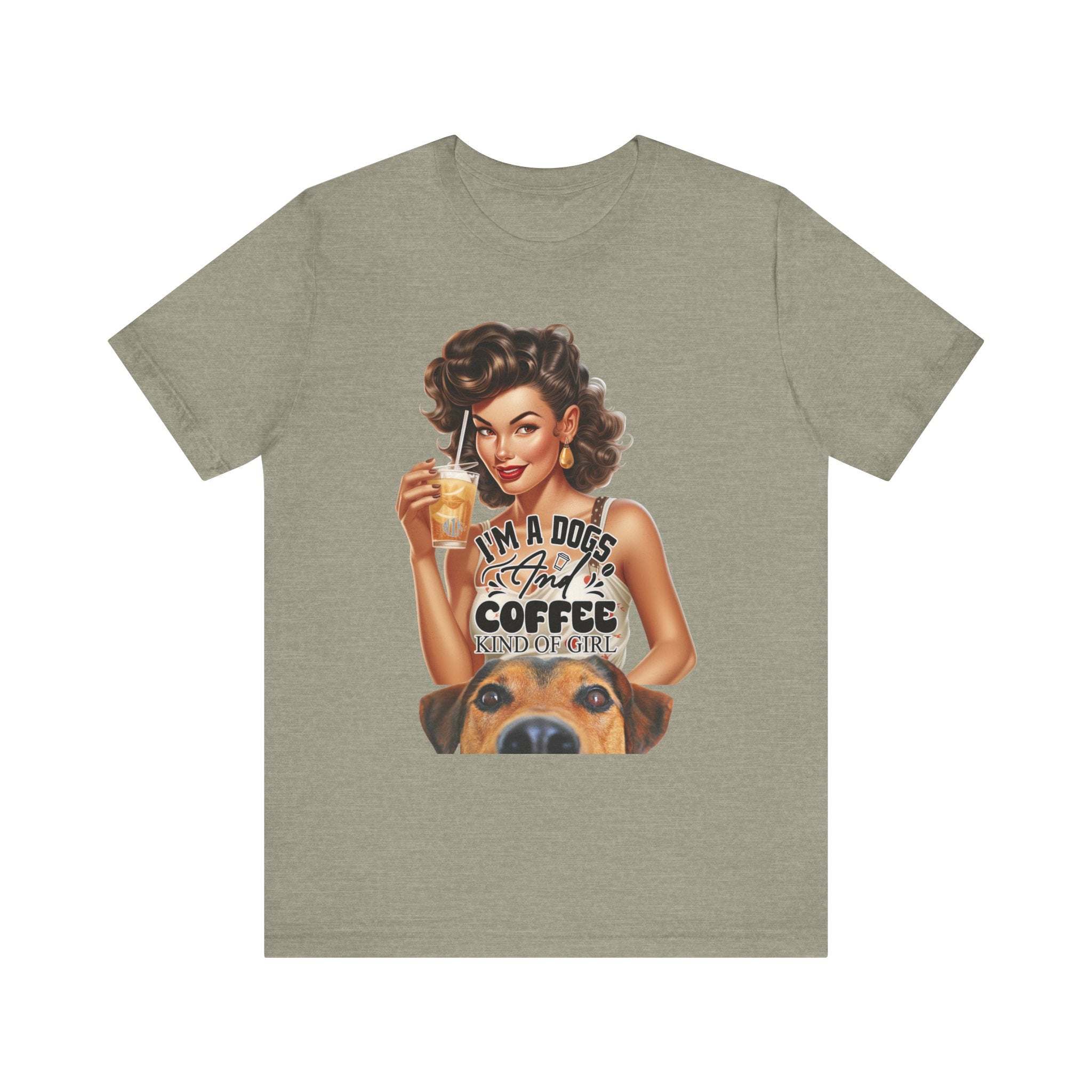 Coffee drinking Dog Mom Unisex Jersey Short Sleeve Tee